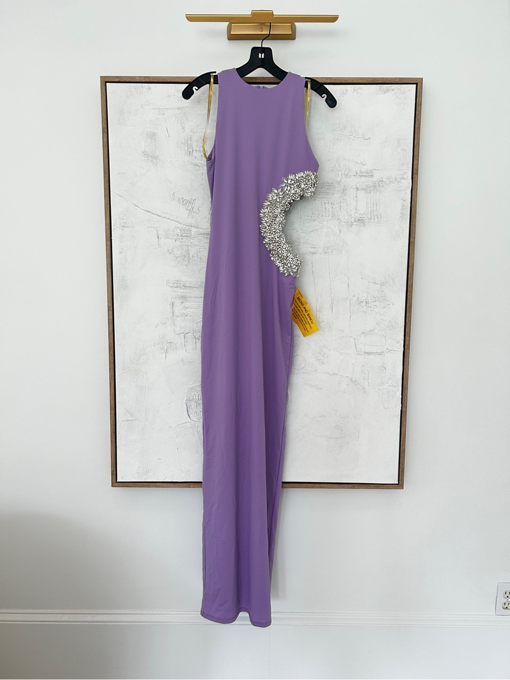 Bronx and Banco Camila Lilac Rhinestone Cutout Maxi Dress – NWT – $1,200 Retail - Picture 3 of 9